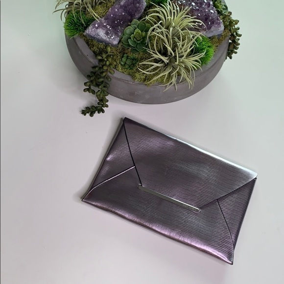 BCBGMaxazria Metallic Amethyst envelope clutch bag purple - Picture 12 of 12